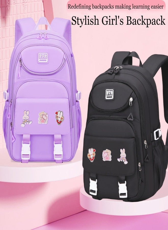 TLISMI Fashionable Korean Style Solid Color Casual Backpack with Anti-theft Pocket Multipurpose Large Capacity Waterproof Kawaii Stylish Lightweight School Bag for Middle-High School & College Girls - Image 2